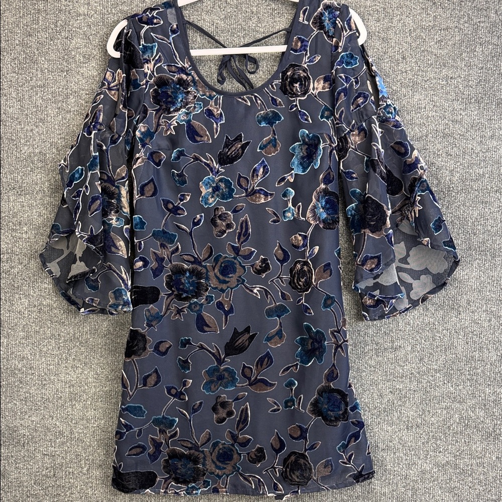 Band of Gypsies Floral Lined Patterned Dress with Bell Sleeves